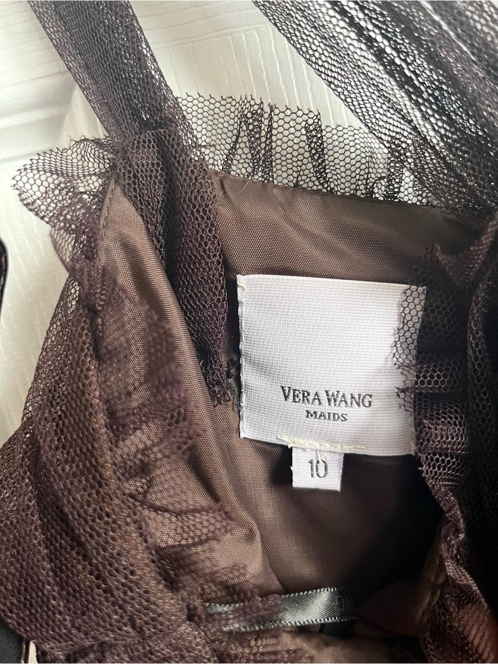 Vintage Vera Wang Maids Dress 10 Medium Whimsigoth Brown Tulle Mini Cocktail - Picture 5 of 10